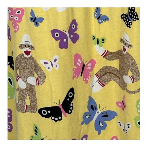 Nick & Nora Sock Monkey Butterfly Yellow Nightgown Sleep Shirt Size Small - Picture 5 of 9